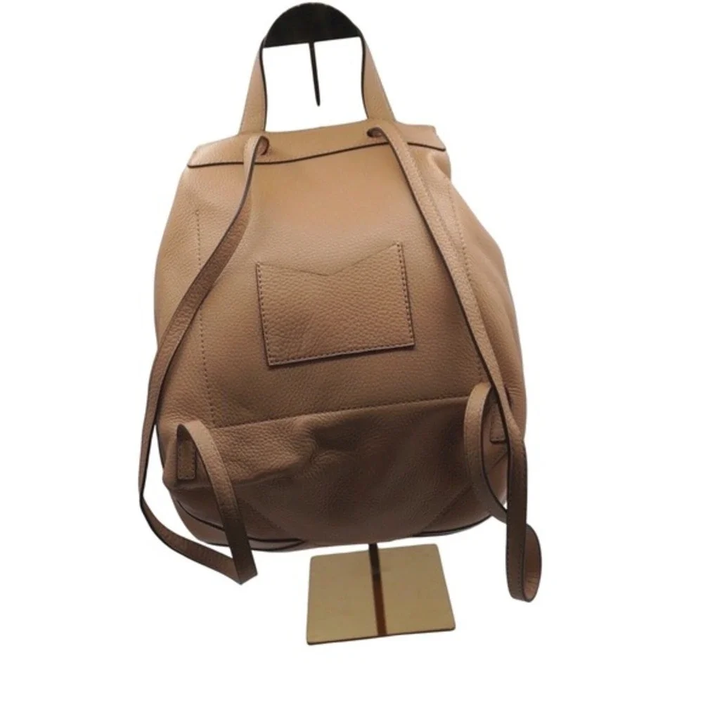 Michael Kors Pebbled Leather Drawstring Backpack Tan Beige MK Logo M‎ Chic 36